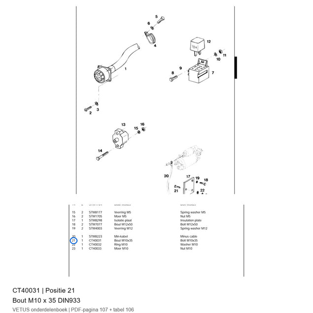 Bout M10 x 35 DIN933 - Vetus - CT40031