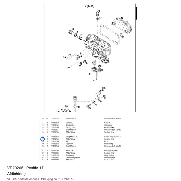 Afdichtring - Vetus - VD20265