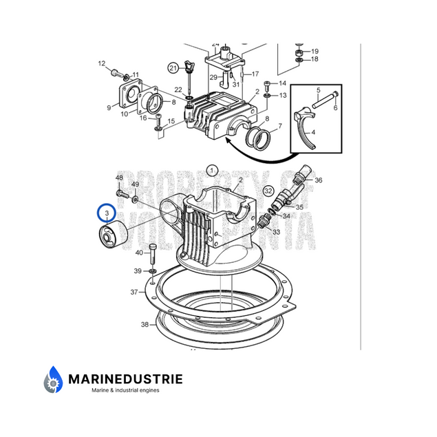 Volvo Penta 130S 150S MS25S Saildrive motorsteun - 3586700