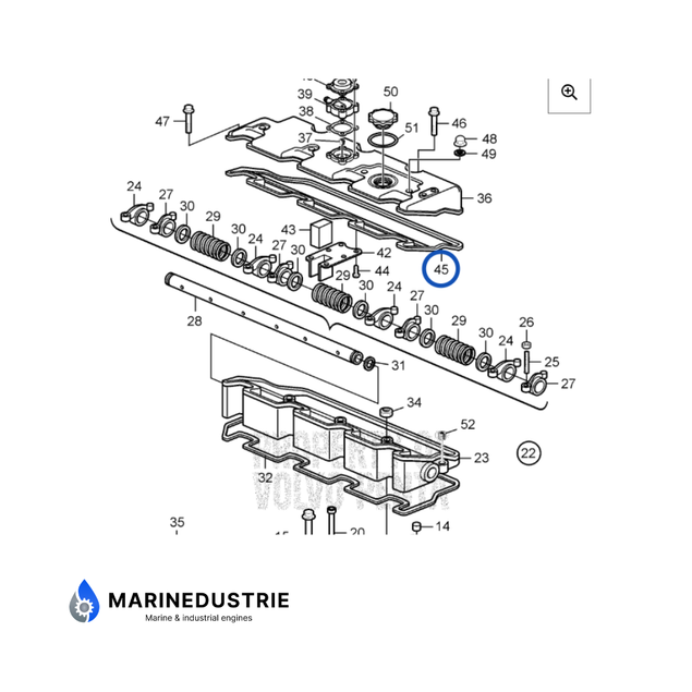Volvo Penta D2-50 D2-55 D2-60 D2-75 Kleppendekselpakking tekening / exploded view