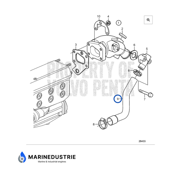 Volvo Penta D2-55 slang uitlaatbocht - 3589547