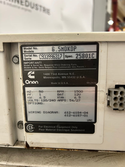 Cummins Onan 6,5 kVA 6,5 MDKDP Marine-Generator-Set