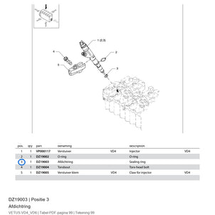 Afdichtring - Vetus - DZ19003