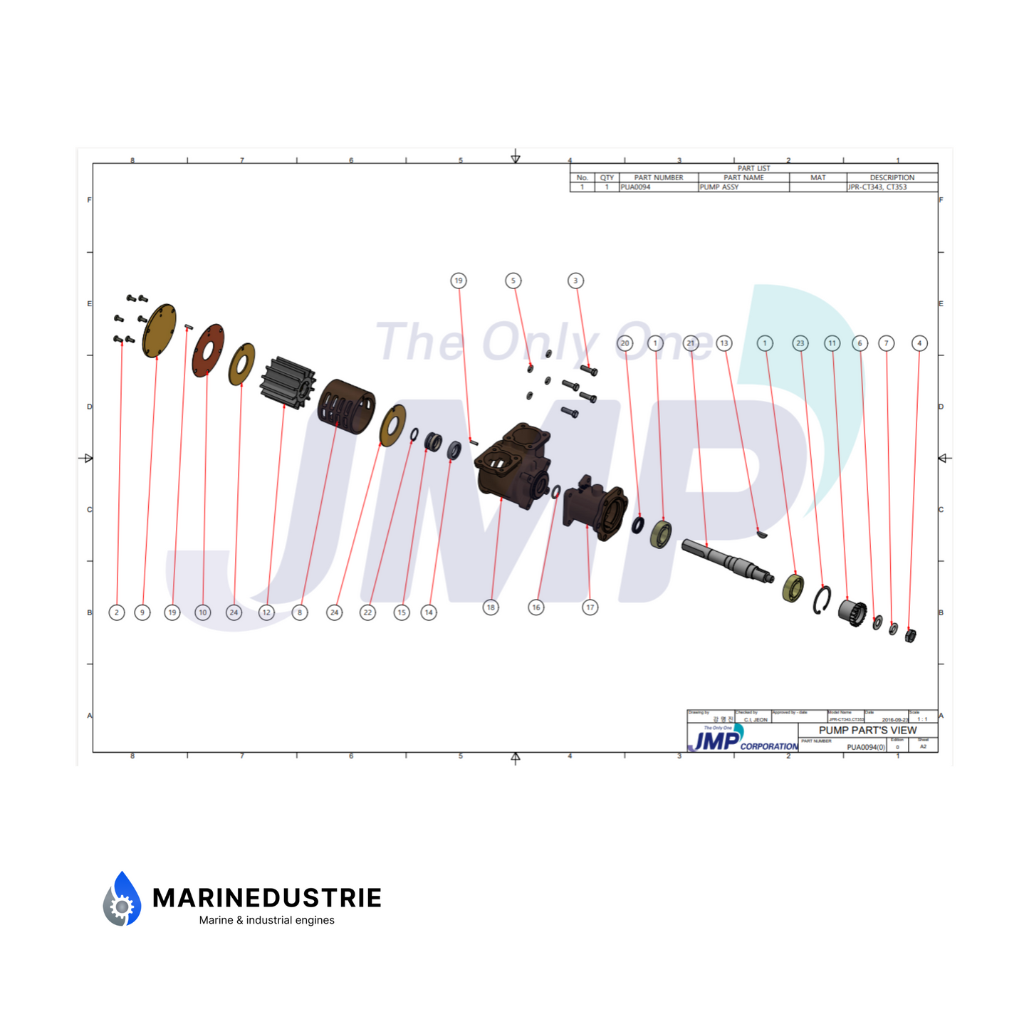 Caterpillar D336, D343, D353C, D353D, D353E – 4L5788 Impellerpumpe