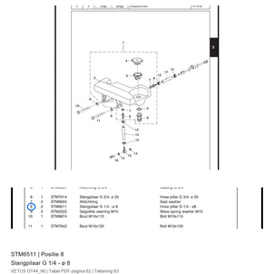 Slangpilaar g1/4-8 - Vetus - STM6511