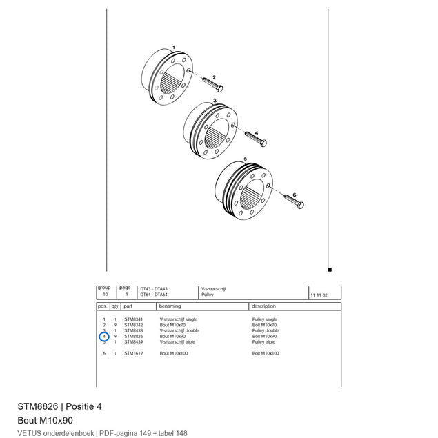 Bout M10x90 - Vetus - STM8826