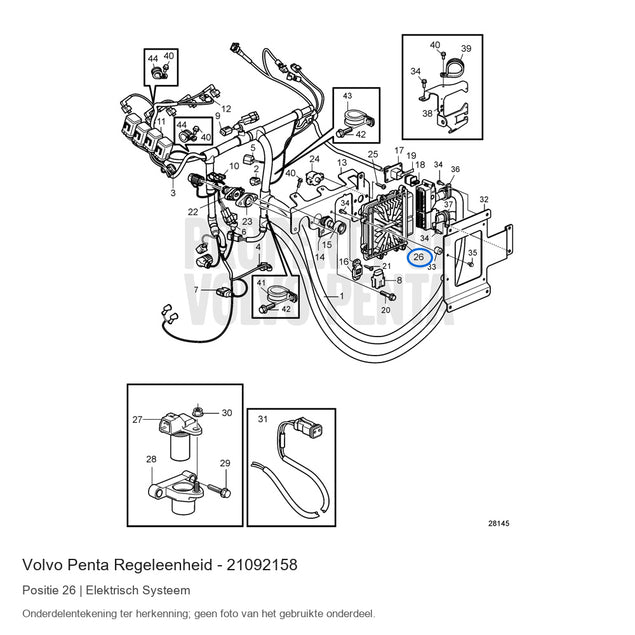 Volvo Penta regeleenheid 21092158, positie 26 in de onderdelentekening