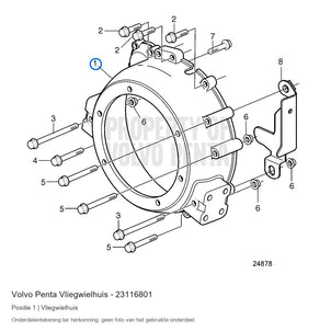 Volvo Penta vliegwielhuis 23116801, positie 1 in de onderdelentekening