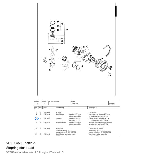 Stopring standaard - Vetus - VD20045