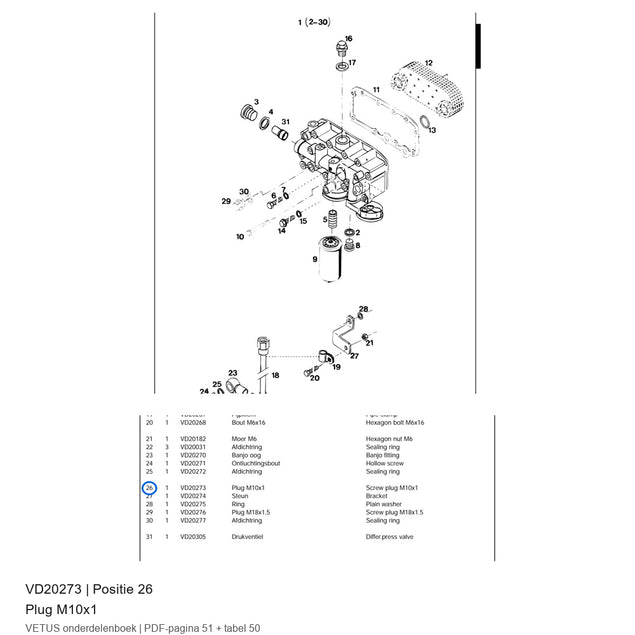 Plug M10x1 - Vetus - VD20273