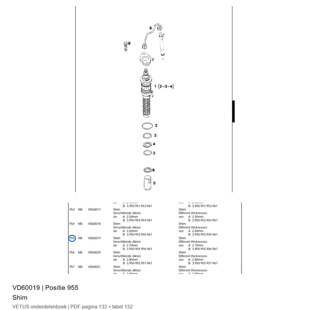 Shim - Vetus - VD60019