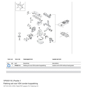 Pakkingset for VD4 without head gasket - Vetus - VP000116