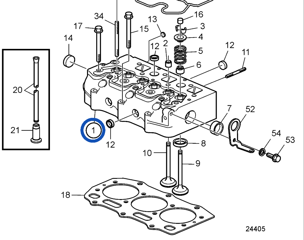 Zylinderkopf Volvo Penta D1-30F - 21191604