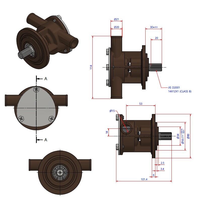 Impellerpumpe Vetus M4-Motoren - STM7630